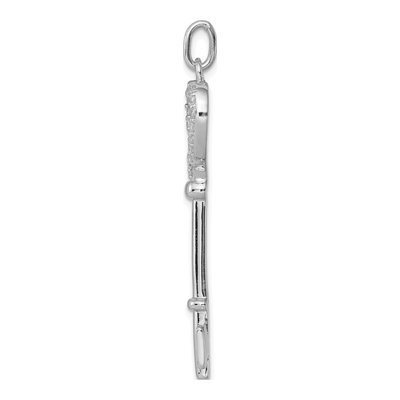 Sterling Silver CZ Heart Key Pendant – view 3