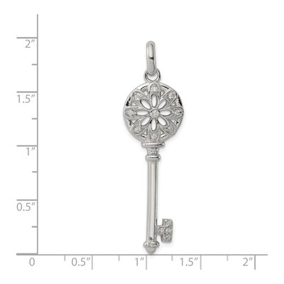Sterling Silver CZ Key Pendant – view 4