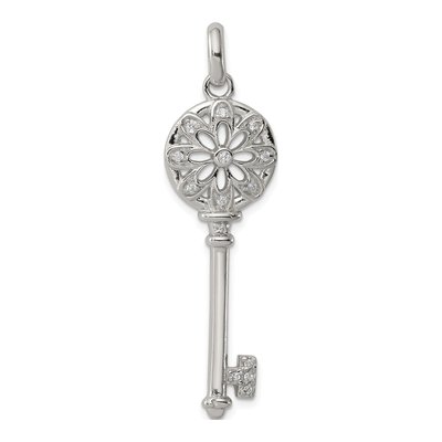 Sterling Silver CZ Key Pendant
