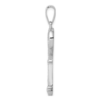 Sterling Silver CZ Heart Key Pendant – view 3