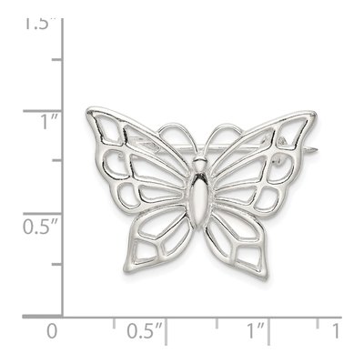 Sterling Silver Polished Butterfly Pin Brooch – view 4