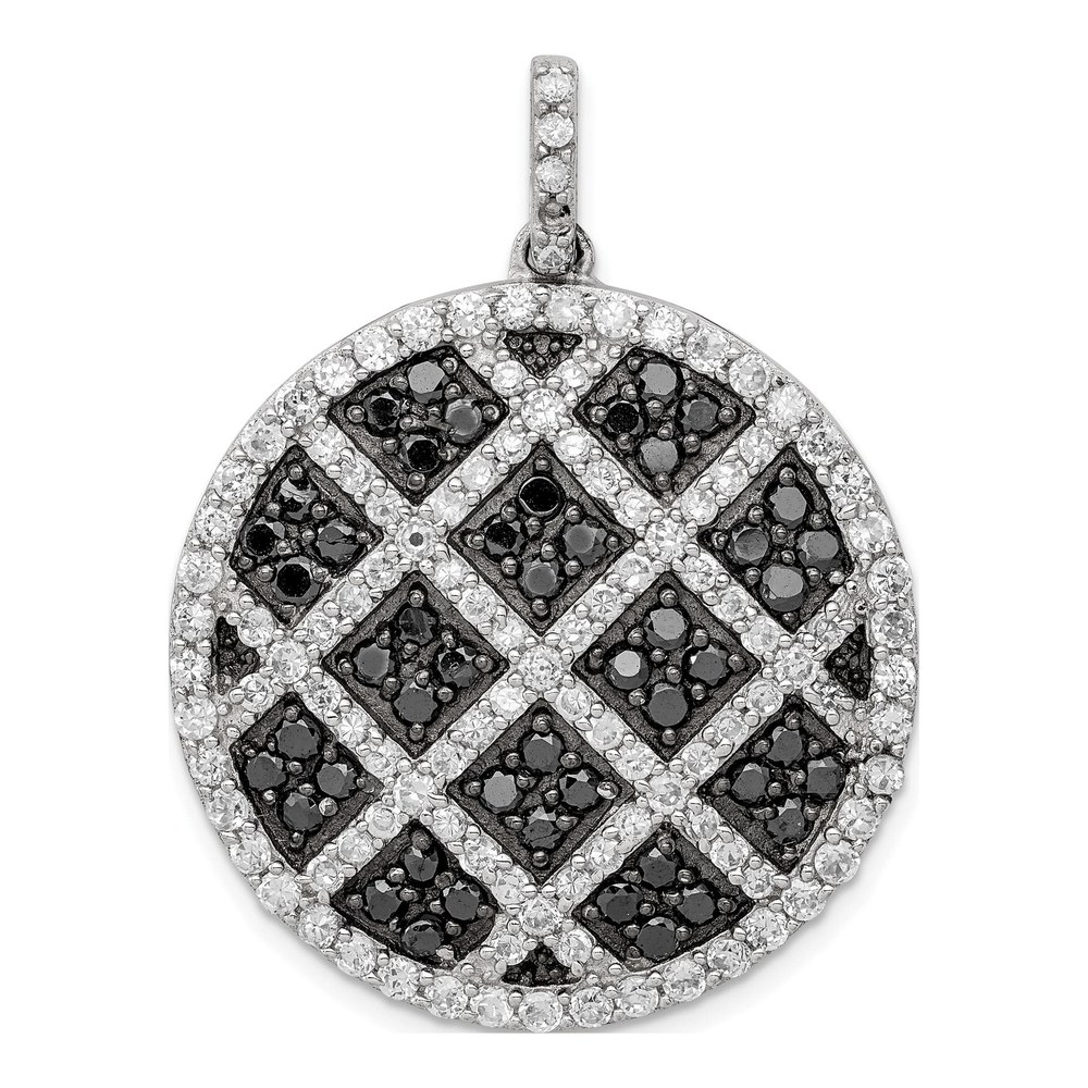 Sterling Silver CZ Checkered Pendant