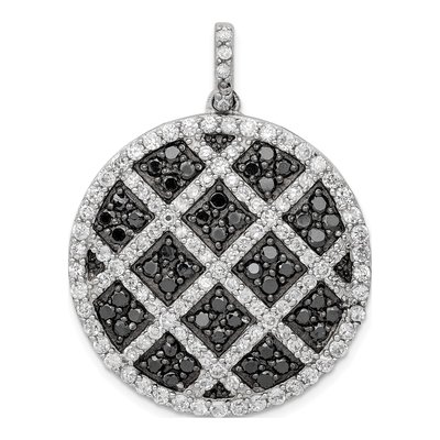 Sterling Silver CZ Checkered Pendant
