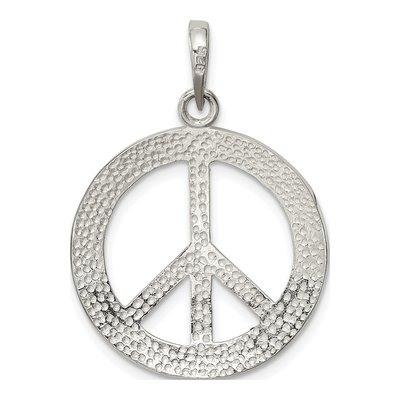 Sterling Silver Textured Peace Pendant – view 4