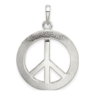 Sterling Silver Textured Peace Pendant