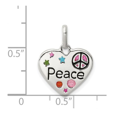 Sterling Silver Enamel Heart Peace Charm – view 4