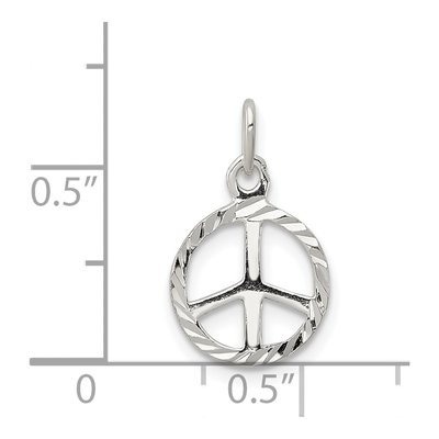 Sterling Silver Diamond-Cut Peace Sign Charm – view 4