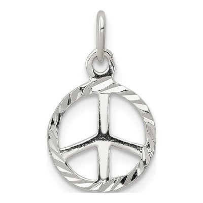 Sterling Silver Diamond-Cut Peace Sign Charm