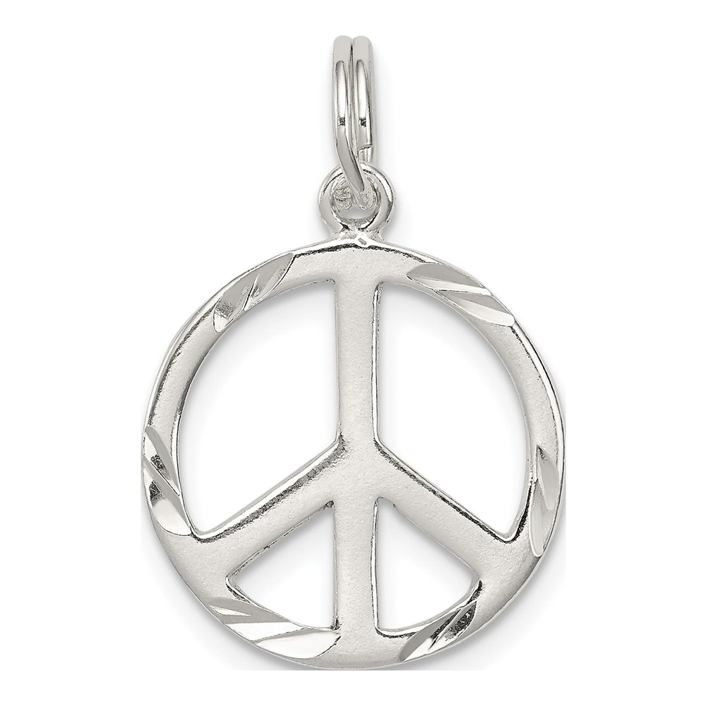 Sterling Silver Diamond-Cut Peace Symbol Charm