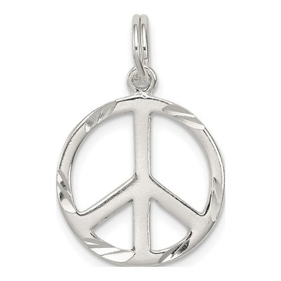 Sterling Silver Diamond-Cut Peace Symbol Charm