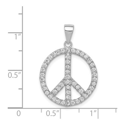 Sterling Silver CZ Peace Symbol Pendant – view 4