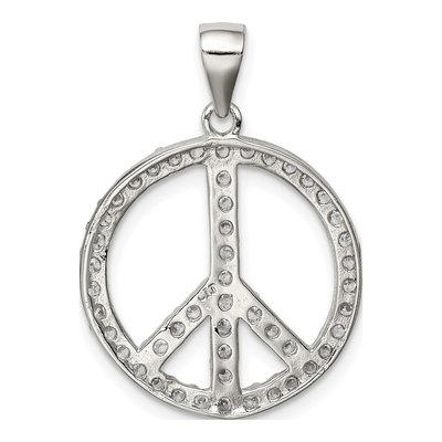 Sterling Silver CZ Peace Symbol Pendant – view 5