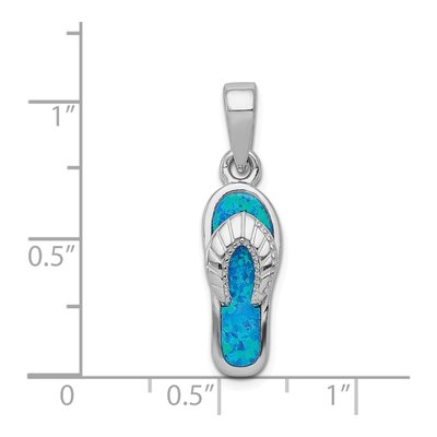 Sterling Silver Lab-Created Opal Sandal Pendant – view 4