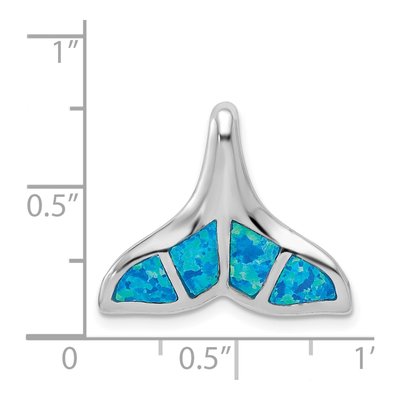 Sterling Silver Lab-Created Opal Whale Tail Slide Pendant – view 4