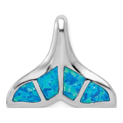 Sterling Silver Lab-Created Opal Whale Tail Slide Pendant