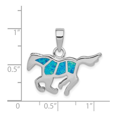 Sterling Silver Lab-Created Opal Horse Pendant – view 4