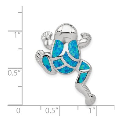 Sterling Silver Lab-Created Opal Frog Slide Pendant – view 4
