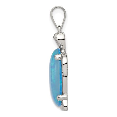 Sterling Silver Lab-Created Opal Sea Turtle Pendant – view 3
