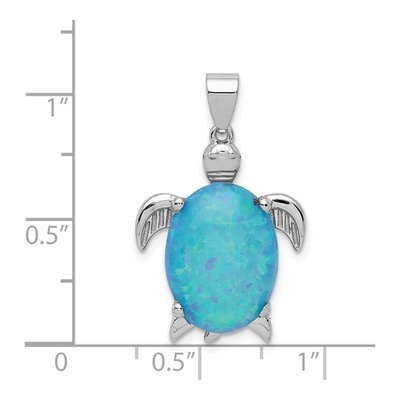 Sterling Silver Lab-Created Opal Sea Turtle Pendant – view 4