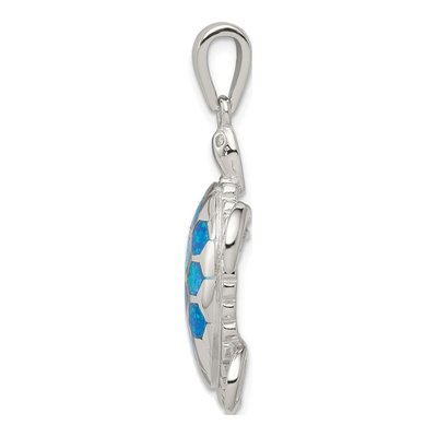 Sterling Silver Lab-Created Opal & CZ Tortoise Pendant – view 3