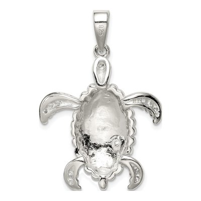 Sterling Silver Lab-Created Opal & CZ Tortoise Pendant – view 5
