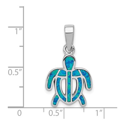 Sterling Silver Lab-Created Opal Tortoise Pendant – view 4