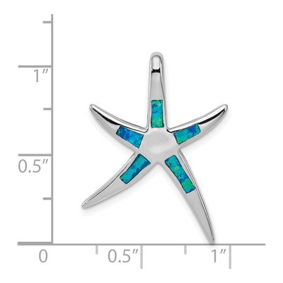 Sterling Silver Lab-Created Opal Starfish Slide Pendant – view 4