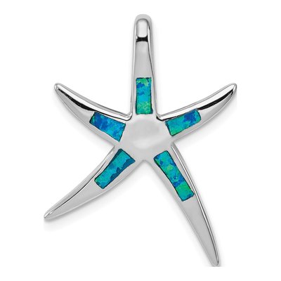 Sterling Silver Lab-Created Opal Starfish Slide Pendant