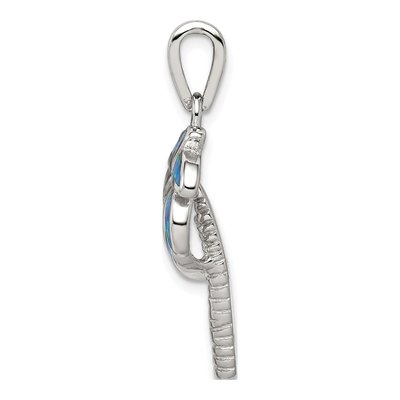 Sterling Silver Lab-Created Opal Palm Tree Pendant – view 3