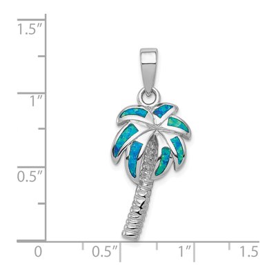 Sterling Silver Lab-Created Opal Palm Tree Pendant – view 4