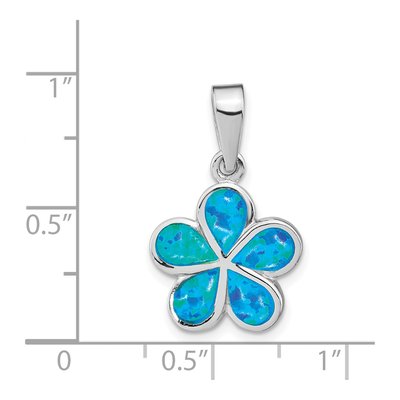 Sterling Silver Lab-Created Opal Flower Pendant – view 4