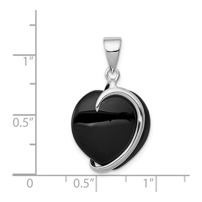 Sterling Silver Onyx Heart Pendant – view 4