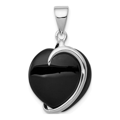 Sterling Silver Onyx Heart Pendant