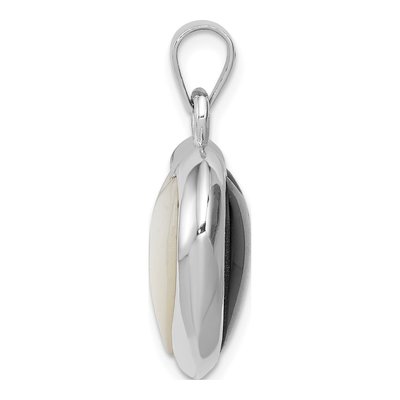 Sterling Silver Mother of Pearl & Onyx Reversible Heart Pendant – view 2