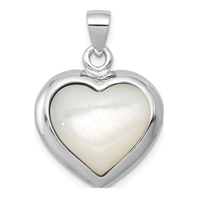 Sterling Silver Mother of Pearl & Onyx Reversible Heart Pendant – view 3
