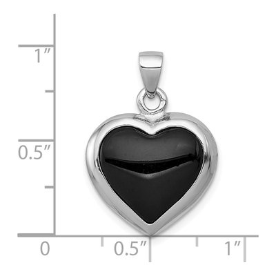 Sterling Silver Mother of Pearl & Onyx Reversible Heart Pendant – view 4