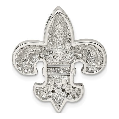 Sterling Silver CZ Fleur de Lis Slide Pendant – view 3