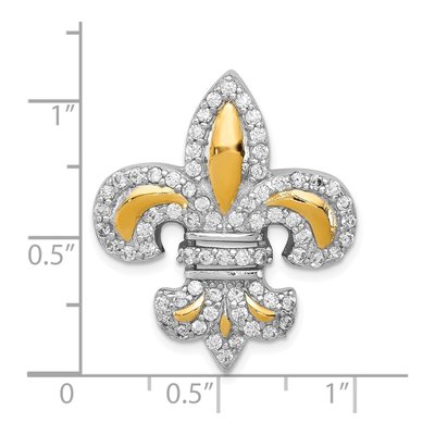 Sterling Silver CZ Fleur de Lis Slide Pendant – view 4