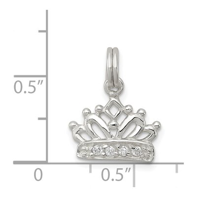 Sterling Silver CZ Crown Pendant – view 4