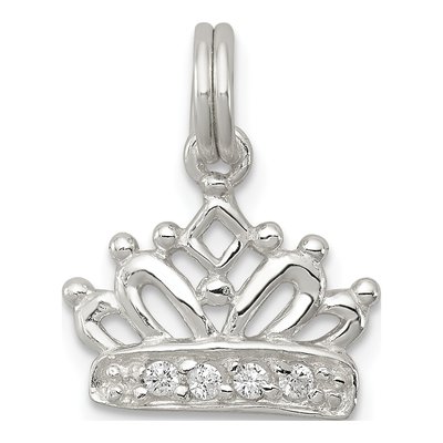 Sterling Silver CZ Crown Pendant