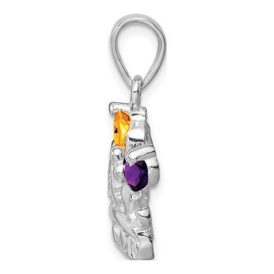 Sterling Silver Citrine & Amethyst Crown Pendant – view 3
