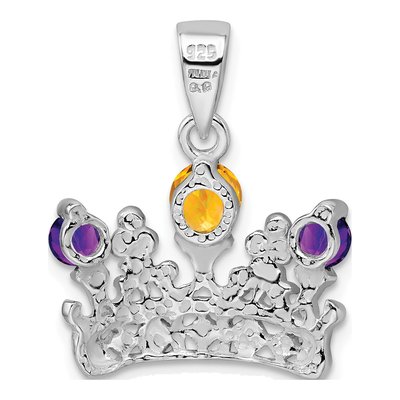 Sterling Silver Citrine & Amethyst Crown Pendant – view 4
