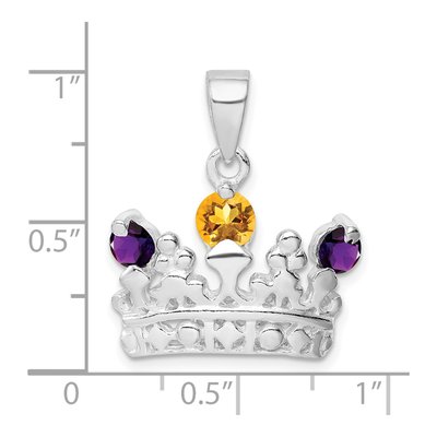 Sterling Silver Citrine & Amethyst Crown Pendant – view 5