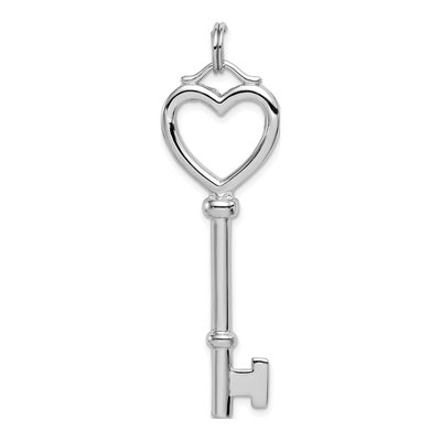 Sterling Silver Open Heart Key Pendant