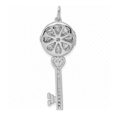 Sterling Silver CZ Filigree Key Locket – view 5