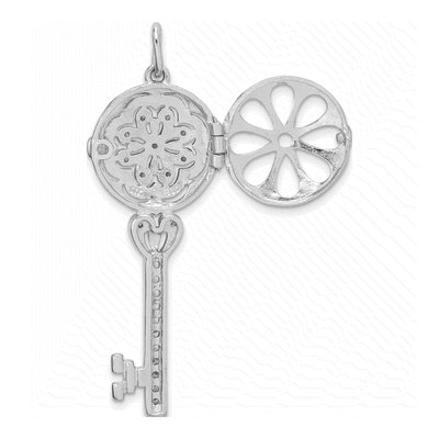 Sterling Silver CZ Filigree Key Locket – view 6
