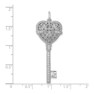 Sterling Silver CZ Heart Key Locket – view 4