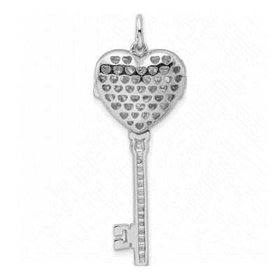 Sterling Silver CZ Heart Key Locket – view 5