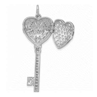 Sterling Silver CZ Heart Key Locket – view 6