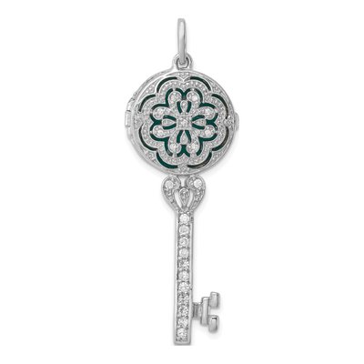Sterling Silver CZ Filigree Key Locket
